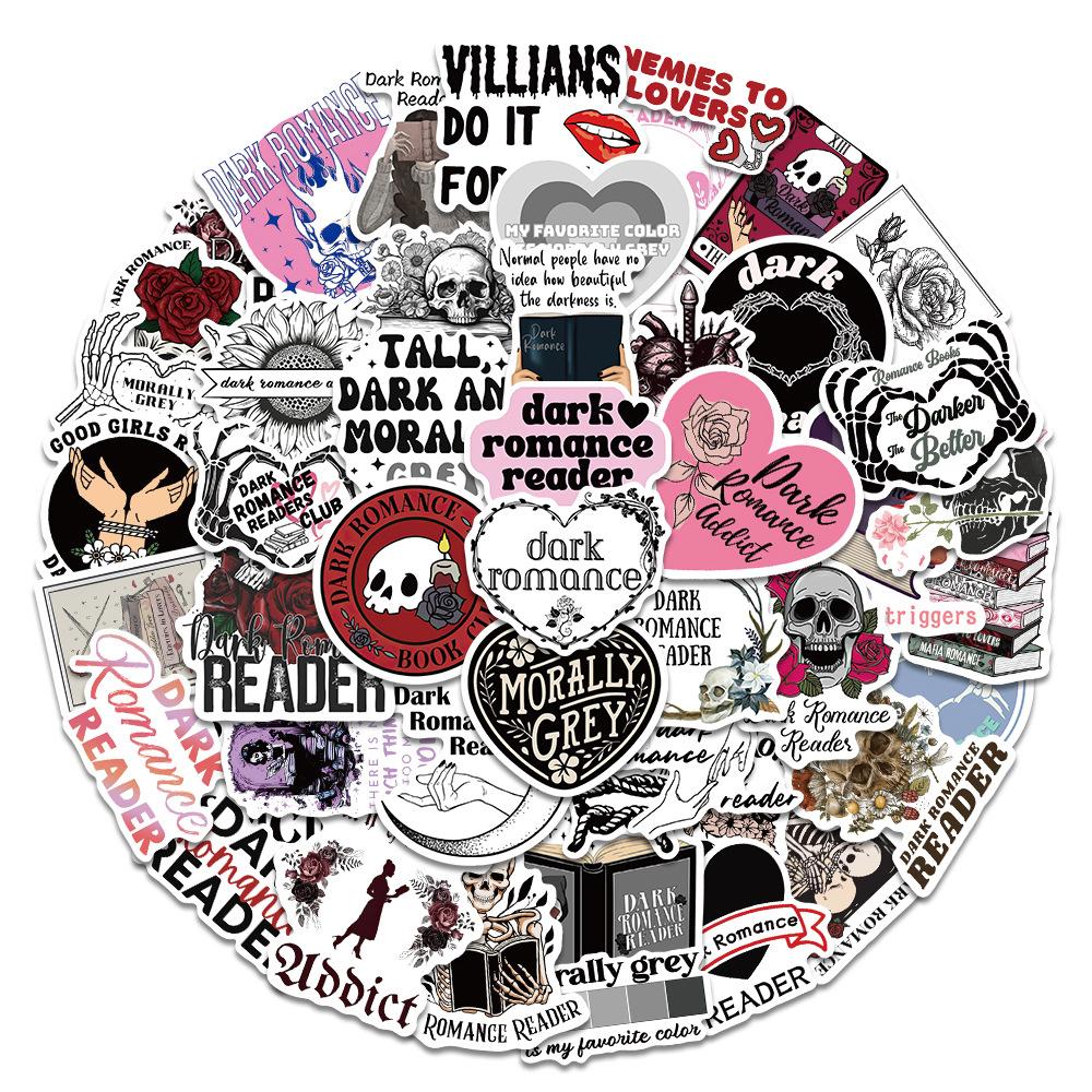 10/30/50pcs Dark Romance Reader Bookish Stickers Vintage Aesthetic Sticker Scrapbook Suitcase Phone Cool Cartoon Decals Packing
