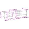 TV Stand Artisan Oak 201 X 35 X 45 Cm Engineered Wood and Iron