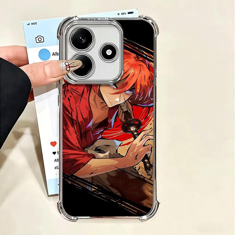 Rurouni Kenshin Anime Plating Phone Case For Xiaomi Poco X5 X6 X7 X8 Pro Max F8 Ultra F7 M8 M7 M5S Redmi 15C 15 14C 13C 13 X3 12