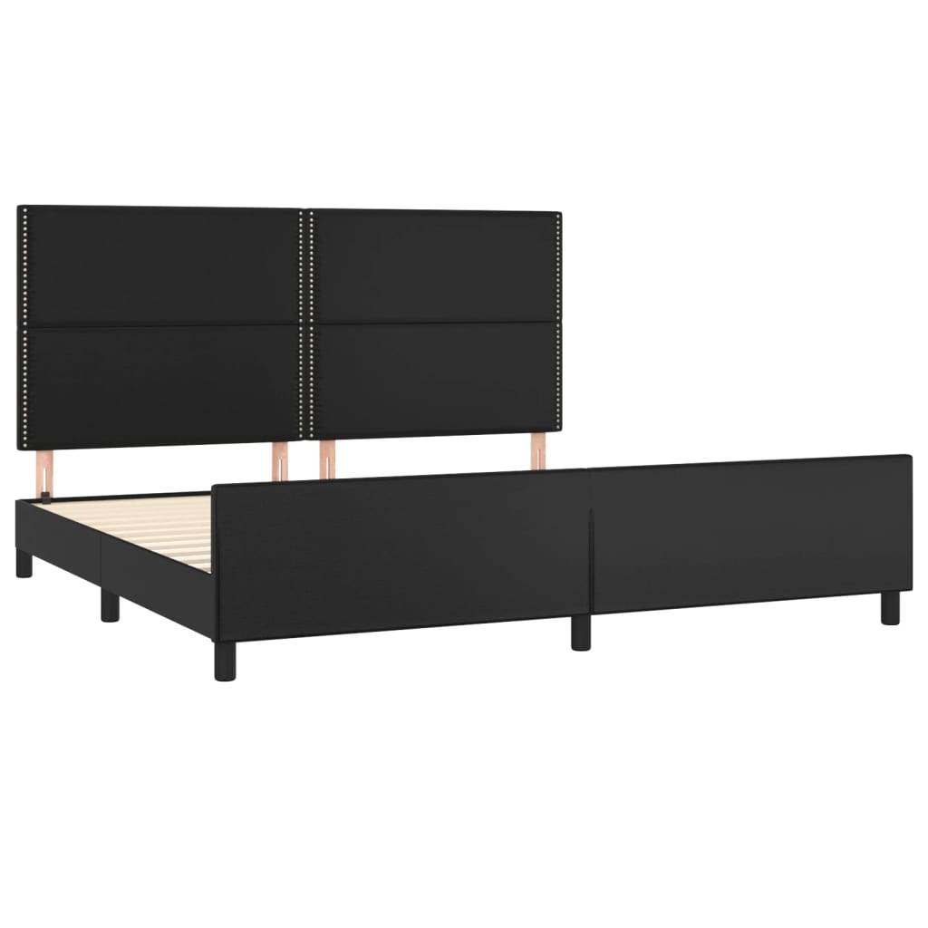 Black Bed Frame with Headboard 200x200 cm Faux Leather