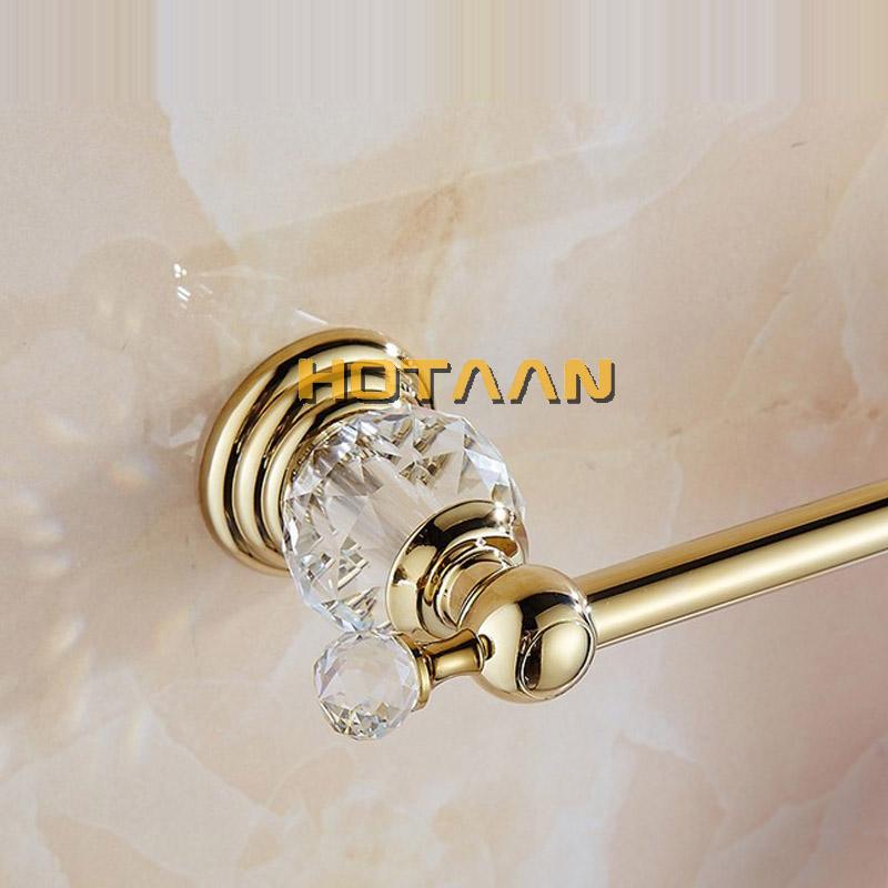 60cm Bathroom Single Towel Bar Towel Rack Towel Holder Solid Stainless Steel  Golden  Crystal Decoration Bathroom Accessories