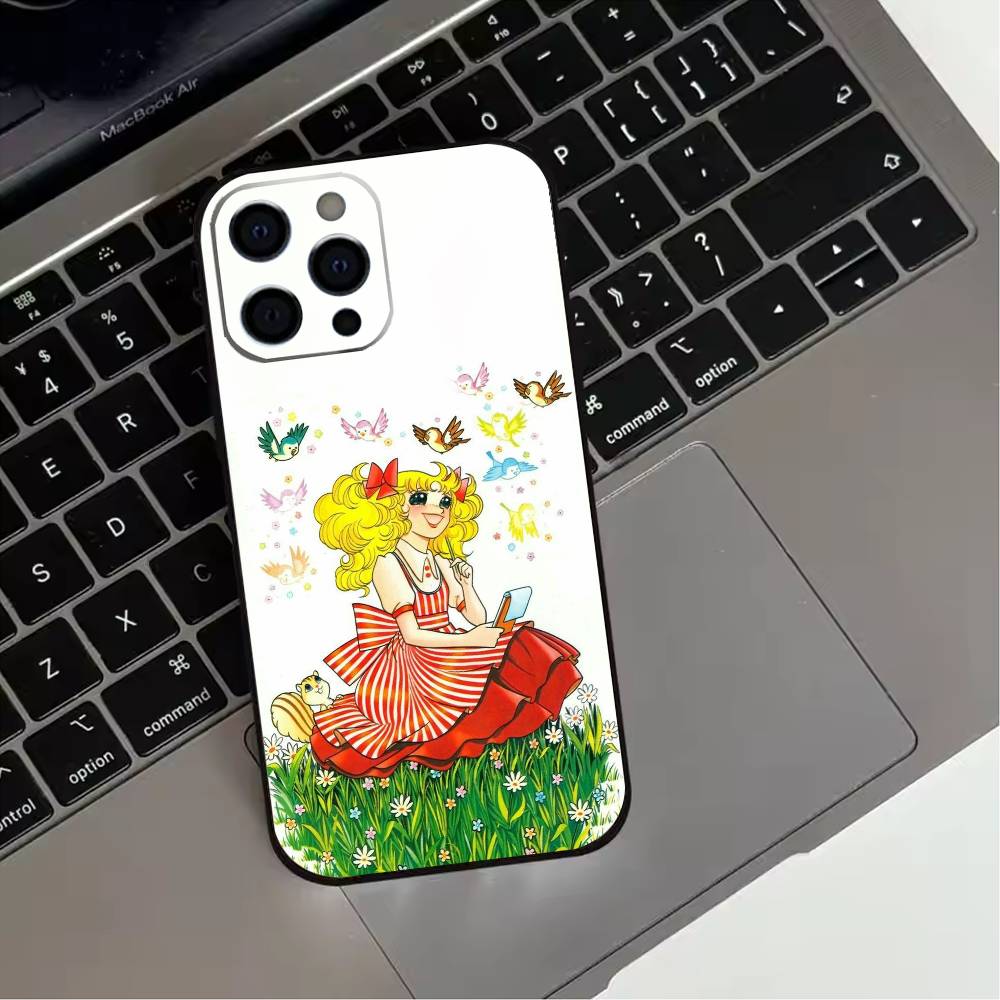 Anime Candy Candy Phone Case For iPhone 17,16,15,14,13,12,11 Plus,Pro Max,XS,Soft Silicone Black Cover