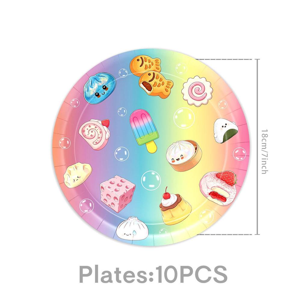 Cartoon Birthday Party Set: Squeeze Toy Decorations, Plates, Cups, Napkins, Tablecloth, Flags