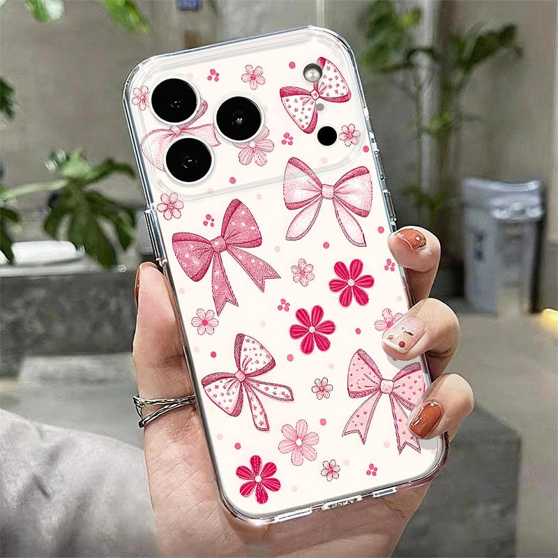 

Прозрачный чехол с рисунком розовых бабочек для iPhone 17e 17 16 15 14 13 Pro Max 17 Pro 16e 12 11 Прозрачный ударопрочный мягкий чехол для телефона iPhone17e