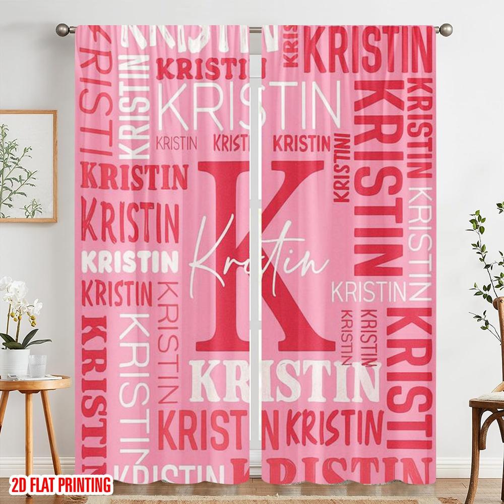 2pcs,2D plane printing Curtains&Window Treatment Kristin Collage Versatile Polyester (without rod) Room Decor Ldeal for Bedroom