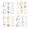 10Pcs Nose Rings Studs Surgical Steel 18 20G Nose Hoop Corkscrew L Shaped Nose Piercing Jewelry for Women
