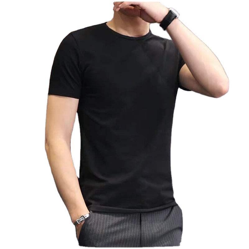 Men's Plus Size Korean Style Slim Fit Solid White Short-Sleeved T-Shirt