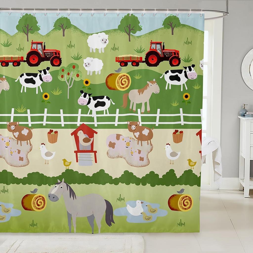 Dog Bath Curtain for Girls Boys Kids Cute Pet Cat Dog Shower Curtain with Hooks Backyard Pals Dogs and Cats Shower Curtain