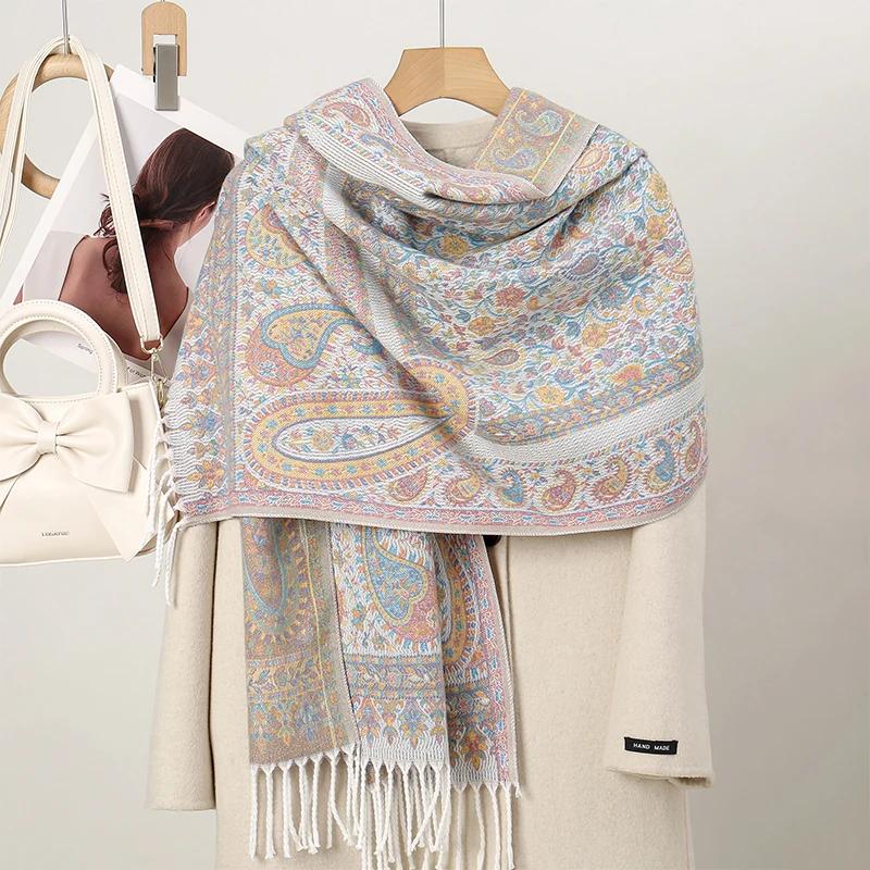 New Shawl Warm Winter Scarf Hijab Women Print Paisley Cashmere Pashmina Thick Wrap Head Neck Foulard Luxury  Blanket Echarpe