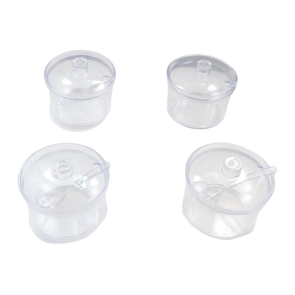 Anti-fall Acrylic Sugar Bowl With Spoon and Lid Condiment Container Seasoning Jar  Restaurant