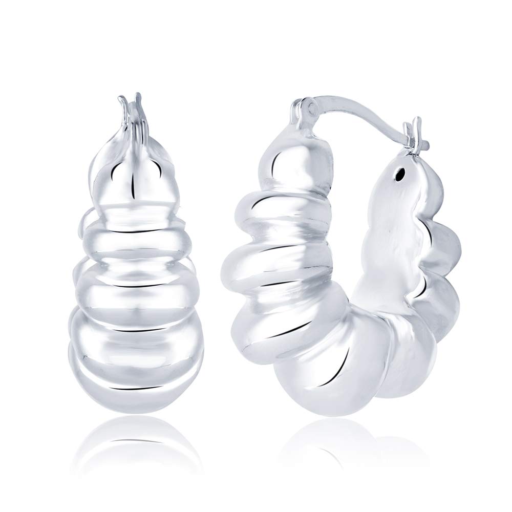 Real 925 Sterling Silver Jewelry Electroform Italian Design Hoop Earrings for Women 26 MM