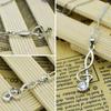 New Purple White Red Zircon Music Notation Pendant Choker Women100% 925 Sterling Silver Necklace Box Chain Jewelry Gift