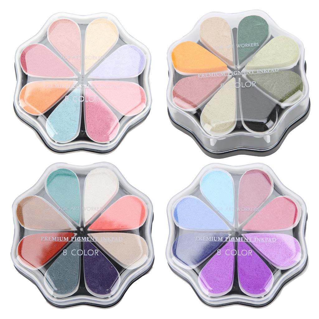 Stamp Pad Petal Shape Finger Creativity Ink Pad for DIY HandMade Office Supplies