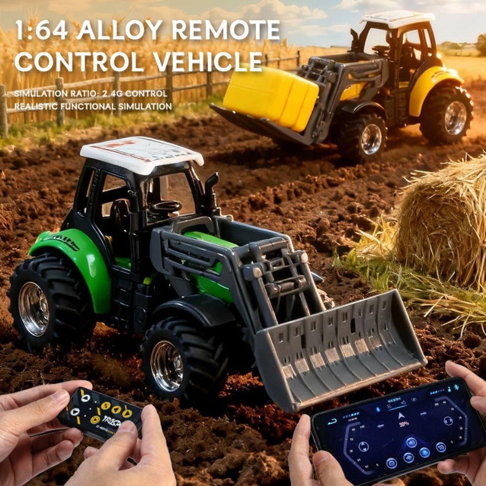Remote Control Car Engineering Vehicle 2.4G Transport Truck 1:64 Alloy Farm Tractor  Desktop Toy