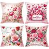 Pink Roses Hearts Valentine's Day Throw Pillows Polyester pillowcase, sofa decorative cushion cov Headboard Pillow
