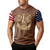 Men's Loose Fit Short Sleeve T Shirt Summer Casual Daily Wear Patriotic Flag Print Tee for Father Day and Independence Day