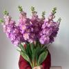 3D 85cm Artificial Violet with Leaves Long Stems Faux Larkspur Fake Bouquet Wedding