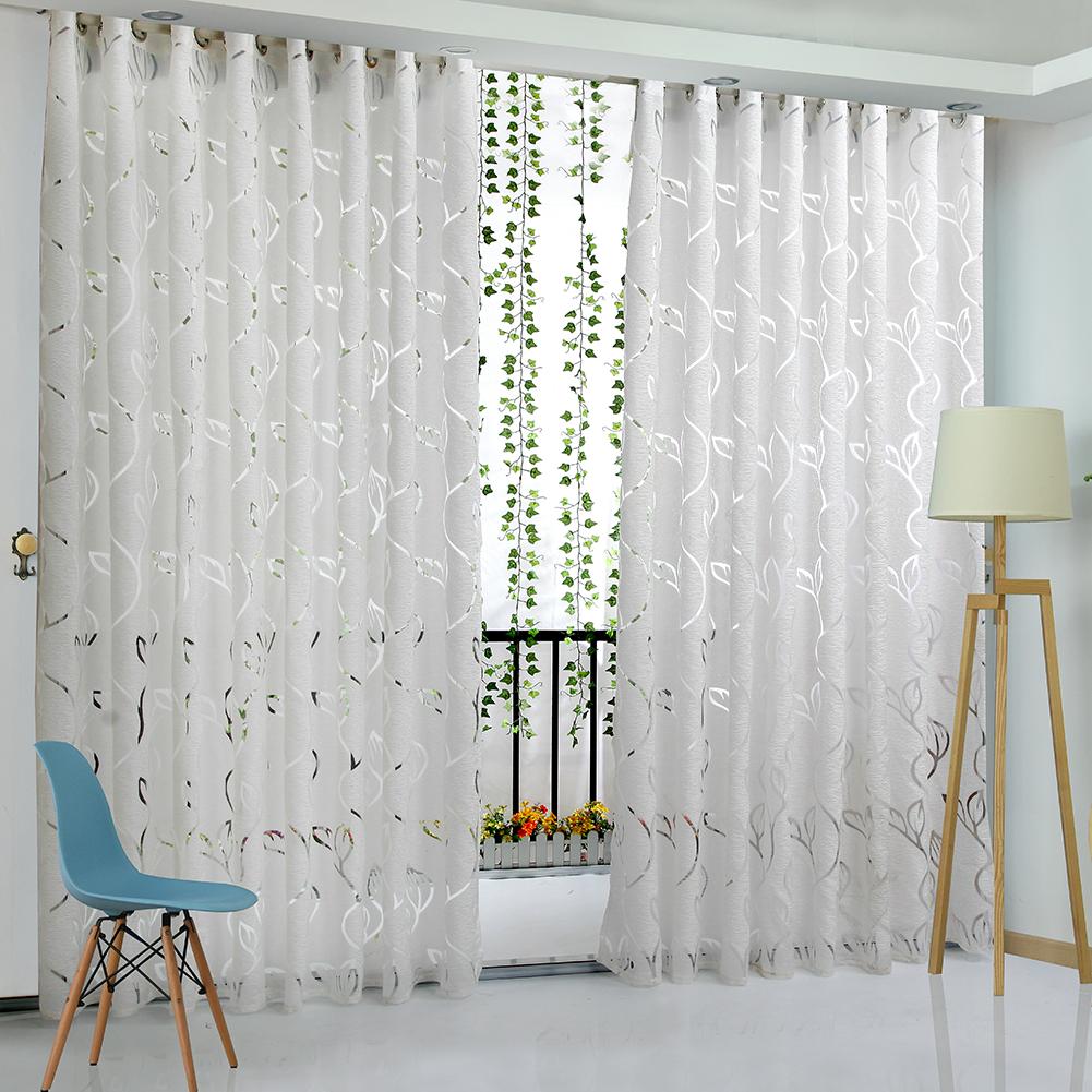 2m Semi Blackout Curtain Fashion Vine Leaf Pattern Embossed Tulle European Simple Elegant Romantic Durable for Living Room Decor