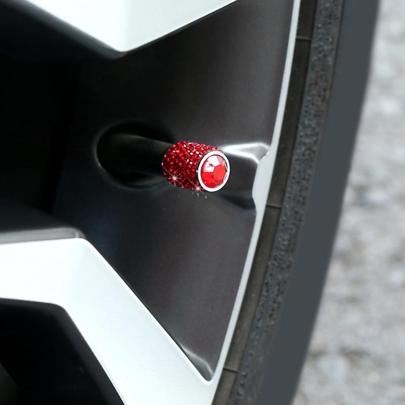 4pcs Rhinestones Tire Valves  Caps General  Dustproof & Rustproof Tire Caps Decorative Car Valves  Caps for Car & Bike