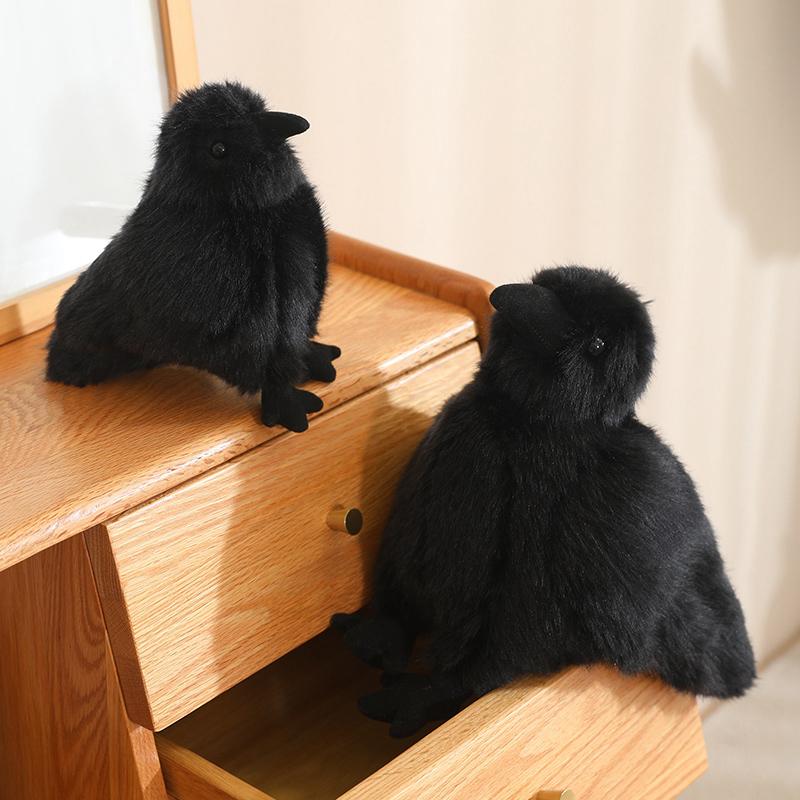 30cm Realistic Crow Plush Toy - Lifelike Stuffed Animal Raven Soft Halloween/Christmas Gift for Kids Bird Lovers Home Decor