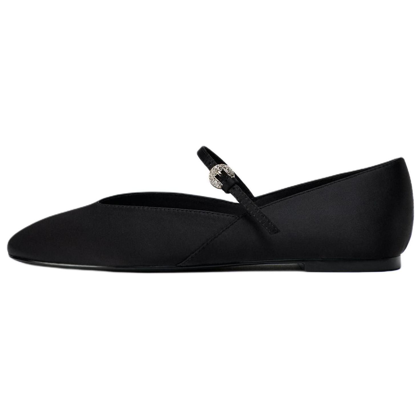 ZARA Square Toe Kitten Heel Slingback Pumps Black Womens 13581510800 40