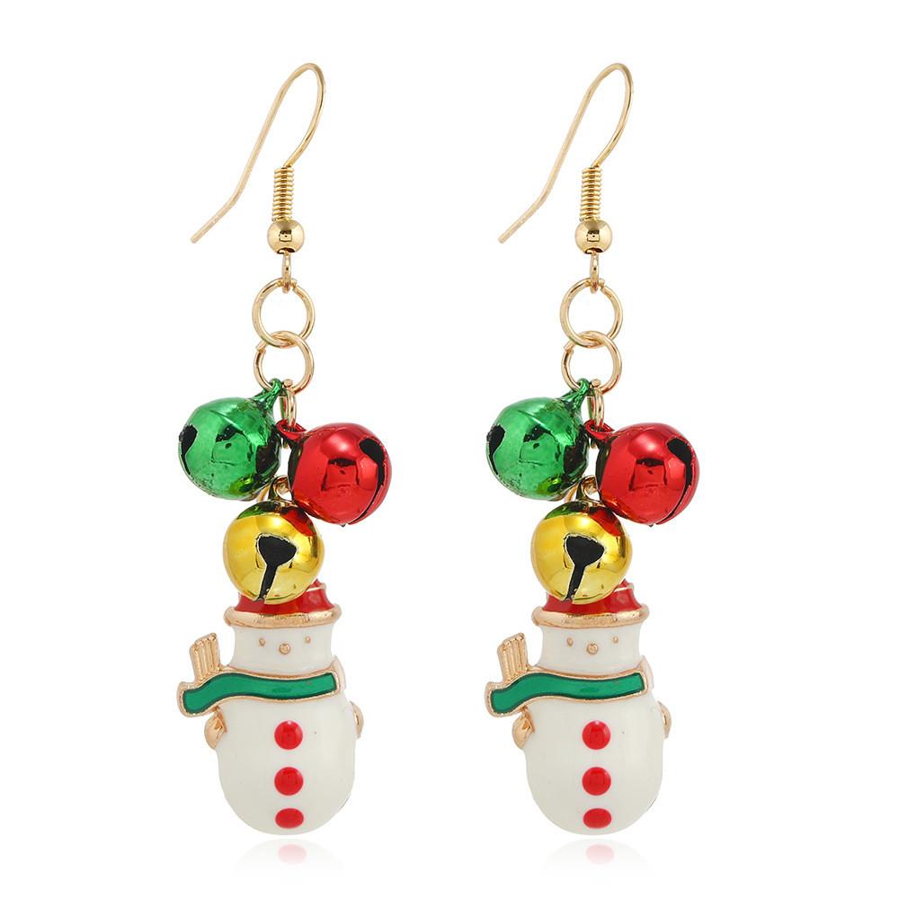 Party Christmas Earrings With Snowflake Bell For Women Holiday Accessory Gift