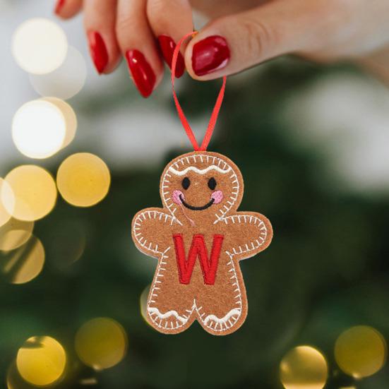 Gingerbread Man Ornaments Initial Alphabet Monogram Gingerbread Hanging Ornament Family Name Letter Xmas Tree Decor