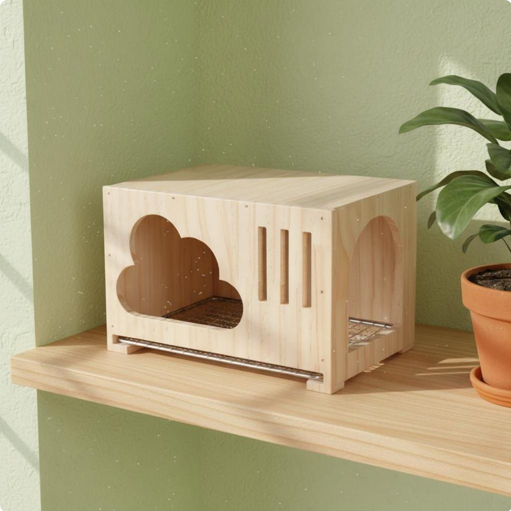 Parrot Breeding Box Ventilated Design Wooden Avian Home Box Fir Wood Avian Shelter Pull-Removable Tray Pet Supplies