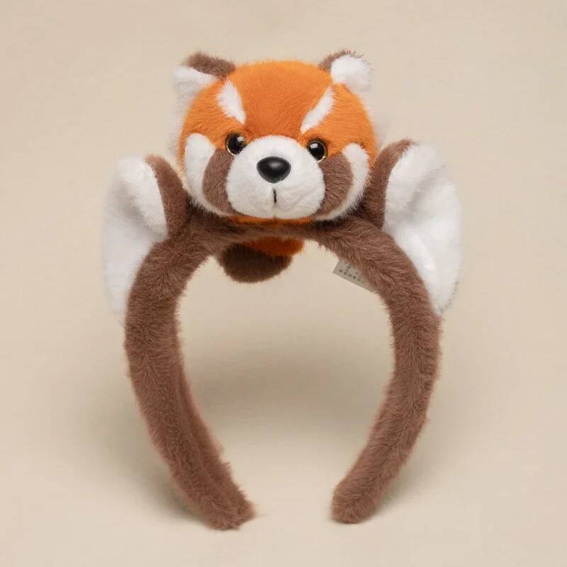 Cute Funny Raccoon Hair Accessories Women Students Washing Face Hairband Little Red Panda Ears Headbands Plush Cartoon Hair Drop