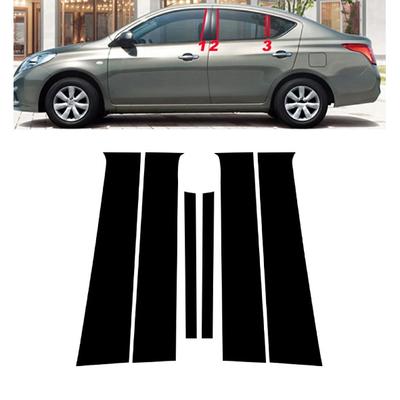 6PCS Polished Pillar Posts For Nissan Versa for Almera  Sunny  2012 2013 2014 2015 2016 2017 2018  Door Window Trim Stickers