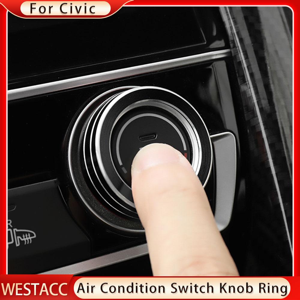 2 Pièces Anneau de Bouton de Commande de Climatisation A/C de Voiture Décoration Autocollante pour Honda Civic 10ème Génération 2016 2017 2018