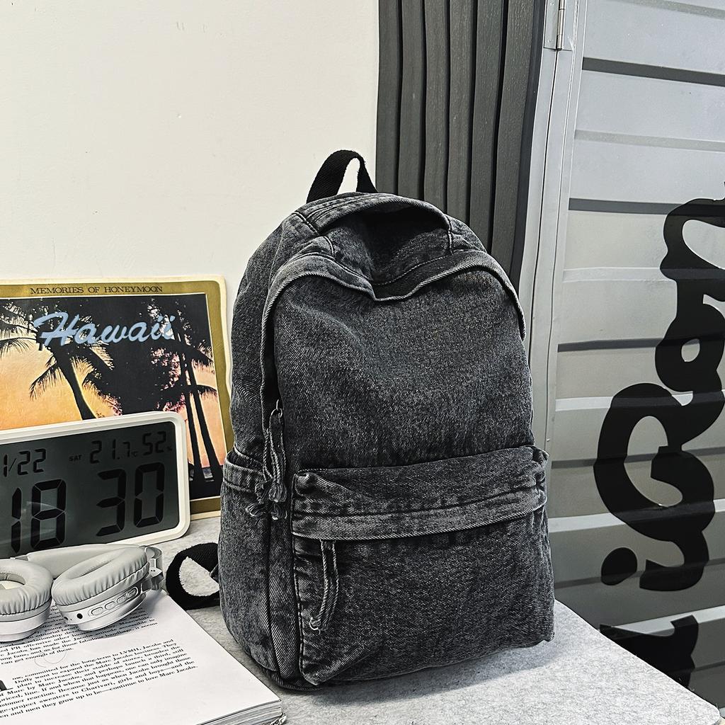 Schoolbag Vintage Versatile Large Capacity Denim Backpack Female Student School Bag Male Simple Japanese Canvas Backpack