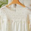 Apricot Pin Lace Hollow Round Collar Shirt Summer New Style Lady Shirt