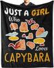 Capybara Flannel Throw Blanket Cute Animals Pattern Blanket Lightweight Comfortable Warm Super Soft Blanket for Couch Bed Sofa