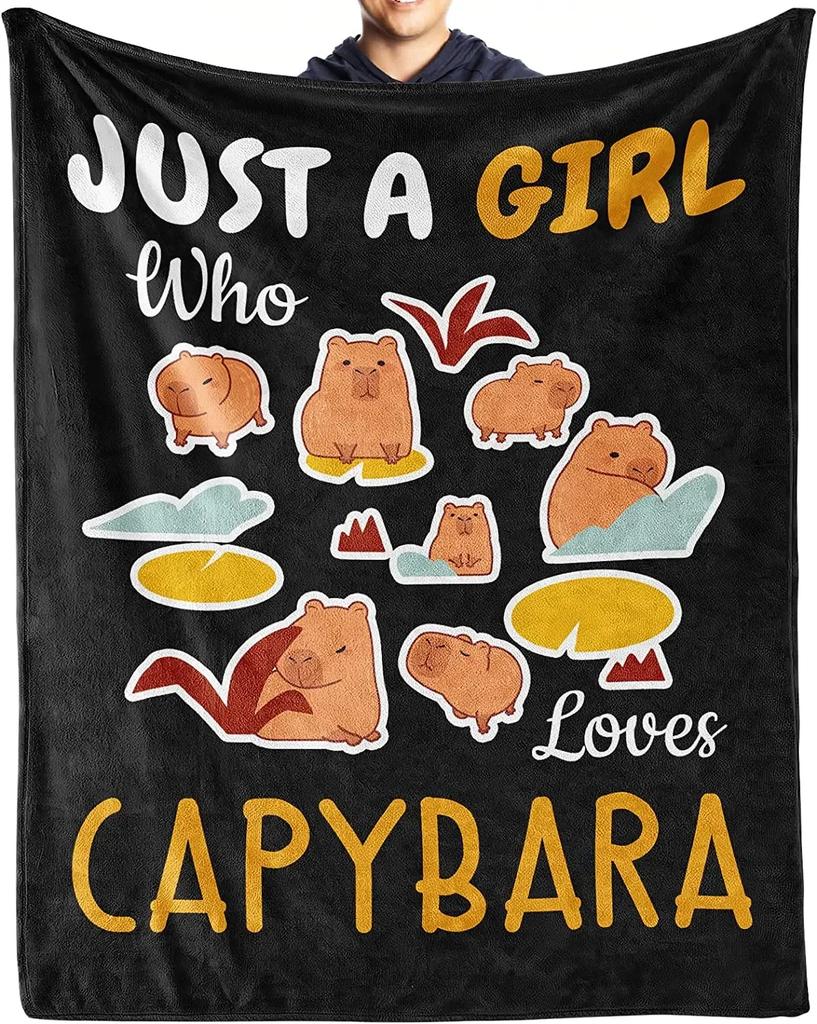 Capybara Flannel Throw Blanket Cute Animals Pattern Blanket Lightweight Comfortable Warm Super Soft Blanket for Couch Bed Sofa