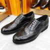 Fashion Luxury Men's Dress Shoes Genuine Leather Brogue Wingtip Toe Oxford Black Brown Lace-Up Business Wedding Formal Men Shoes