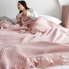 100% Cotton Soft Bed Plaid Home Japenese Knitted Blanket Corn Grain Waffle Embossed Summer Ruffles Warm Plaid Throw Bedspread