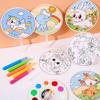 5/10pcs Mini Round Fan Paper Portable Cartoon Pattern DIY Graffiti Children Drawing Summer Household Daily Necessities TMZ