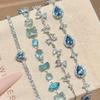 Blue Zircon Heart & Butterfly Bracelet: Luxurious, Versatile Hand Jewelry for Women