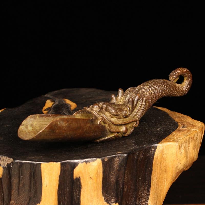 Vintage Tea Scoop Carving A Dragon Head Shape Purple Copper Tea Spoon of Tea Ceremony Tea Accessories High End Tea Set