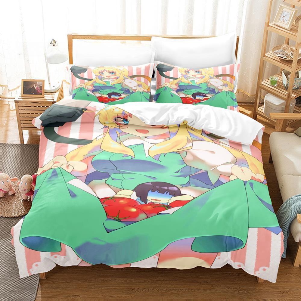 3D Kawaii Girls The Pet Girl Of Sakurasou Bedding Set Single Twin Full Queen King Size Bed Set Adult Kid Bedroom Duvetcover Sets