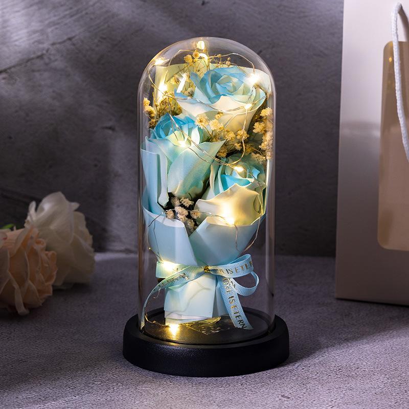 Valentine's Day Birthday Gift Glass Cover Eternal Flower Dried Flower for Girlfriend Rose Gypsy Practical Ornament