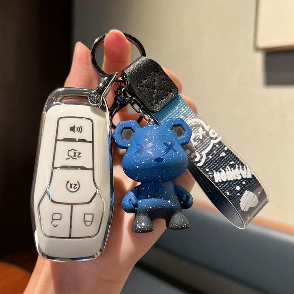 TPU Shell Fob Holder Keychain For Ford Fusion Mondeo Mustang F 150 Explorer Edge 2015 2016 2017 2018 Car Remote Key Case Cover