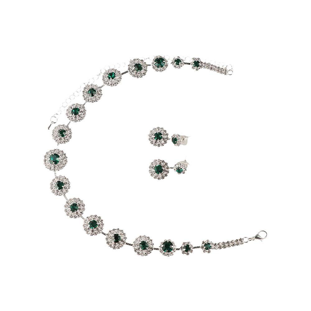 Zinc Zinc Alloy Bridal Jewelry Set Shiny Luxury Jewelry Brilliant Wedding Rhinestone Set Holiday