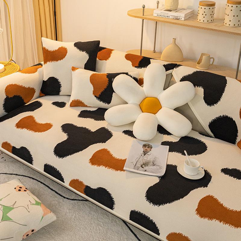 

Подушка для дивана из молочного волокна, милый стиль, универсальная нескользящая подушка на четыре сезона, скандинавский плюшевый зимний чехол для дивана, ткань 70*70cm