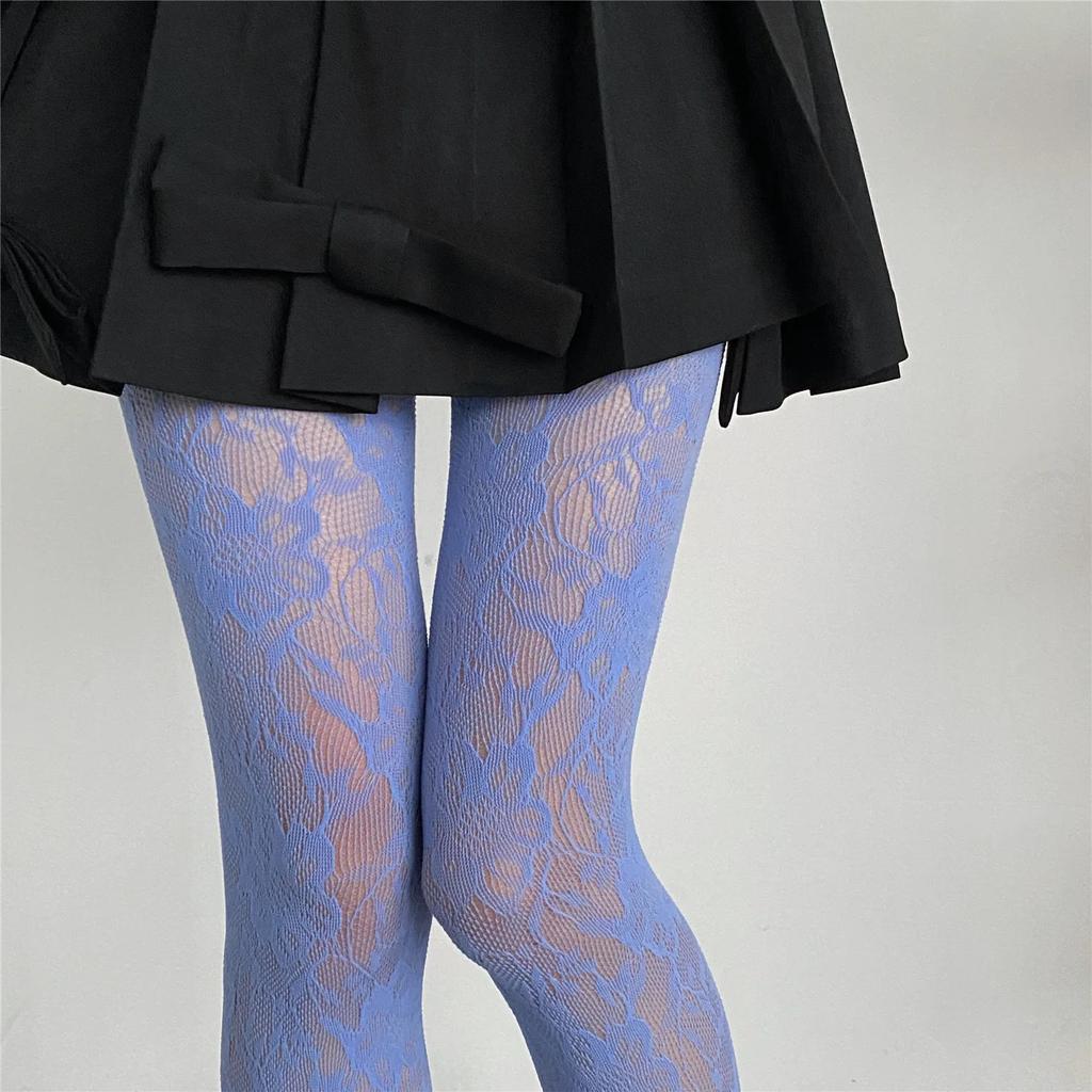 Lolita Lace Fishnet Stockings Pantyhose Leggings Stockings Sexy Pattern Underwear Women White Tights Retro Slim Super Stretch