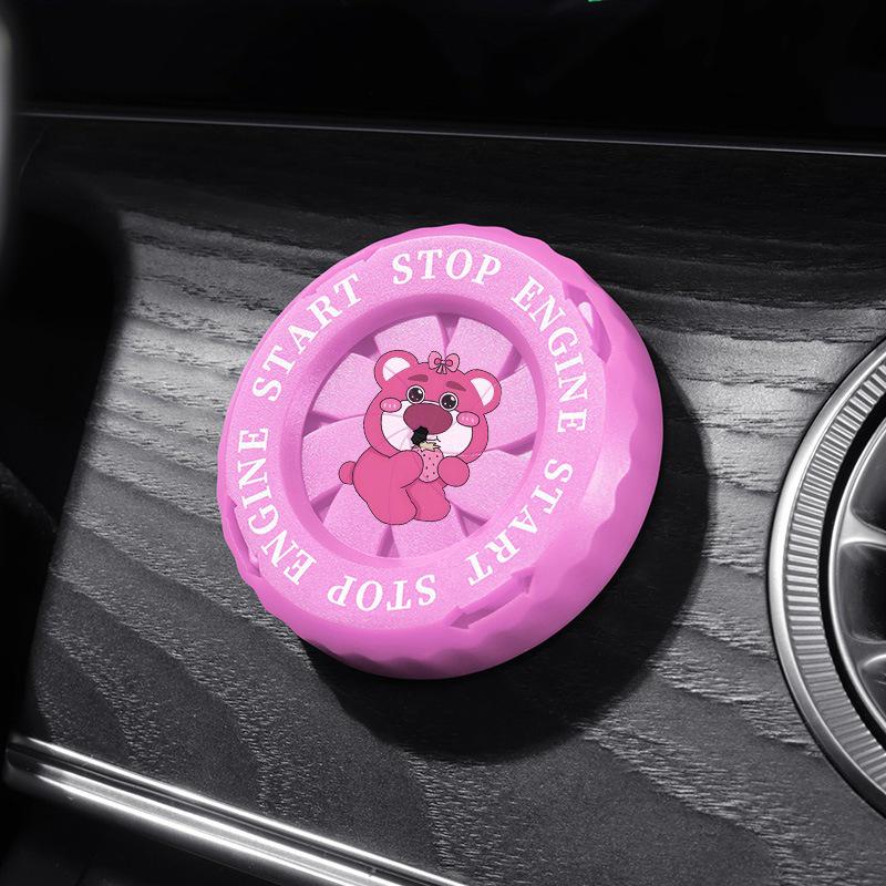 Strawberry Bear Ignition Ring: One-Button Start Decor for Car Strawberry Bear Decoration розовый