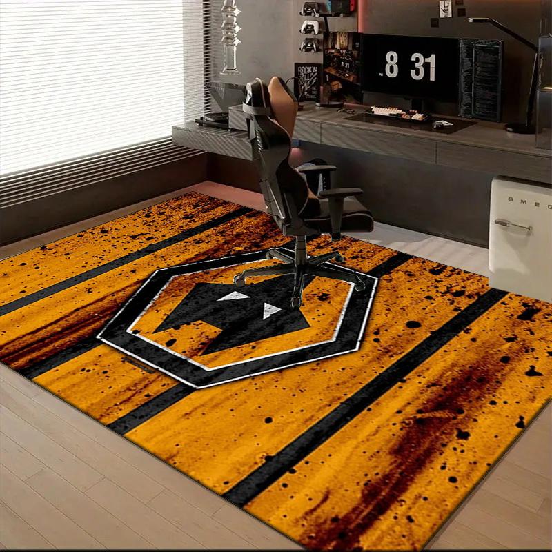Wolves Football Club Emblem Printed Office Carpet Chair Cushion  Entryway Rug, Rugs for Living Room, Bedroom Christmas gifts
