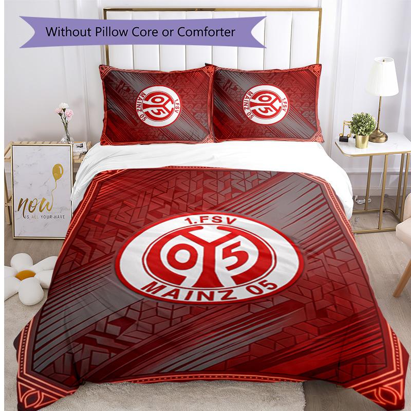 Mainz FC Printed 3PCS Bedding Set Breathable Duvet Cover with Pillowcases Decorative Bed Linen for Bedroom Home