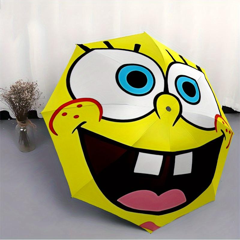 1pc SpongeBob Automatic Folding Umbrella, Portable Collapsible Design, 8-Rib Iron Frame, , All-Season Casual Outdoor Accessory for Christmas Birthday